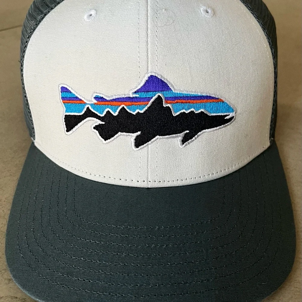 Patagonia Green and White Trucker Hat
